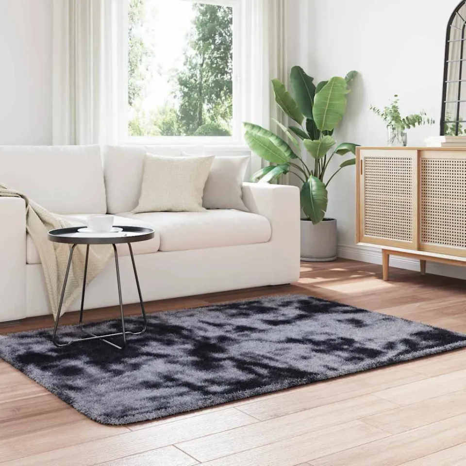 vidaXL Hoogpolig vloerkleed NAVARRA 120x170 cm polyester donkergrijs grijs, foto 3