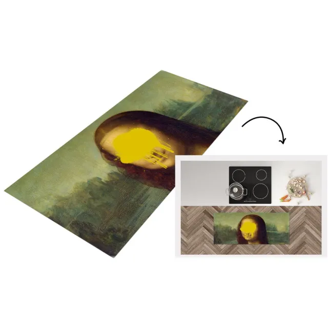 KitchenYeah Keukenloper - Loper keuken - Mona Lisa - Da Vinci - Geel - Keukenloper vinyl Multicolor