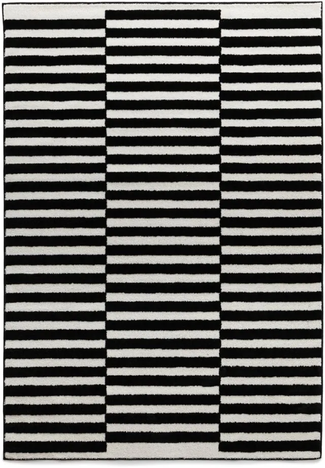 Tapeso Moments Laagpolig vloerkleed - Nivo Step crème/zwart 300x400