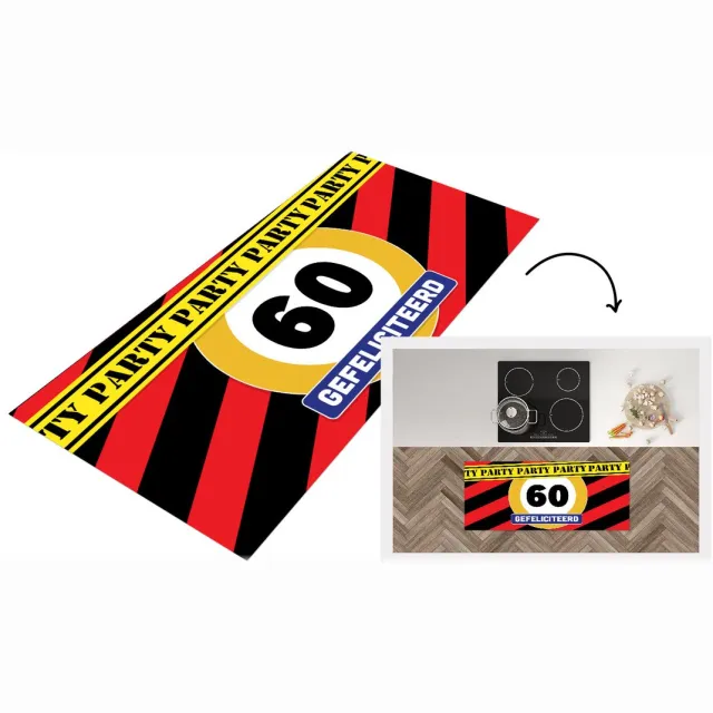 KitchenYeah Keukenloper - Loper keuken - Jubileum - 60 Jaar - Verjaardag - Keukenloper vinyl Multicolor