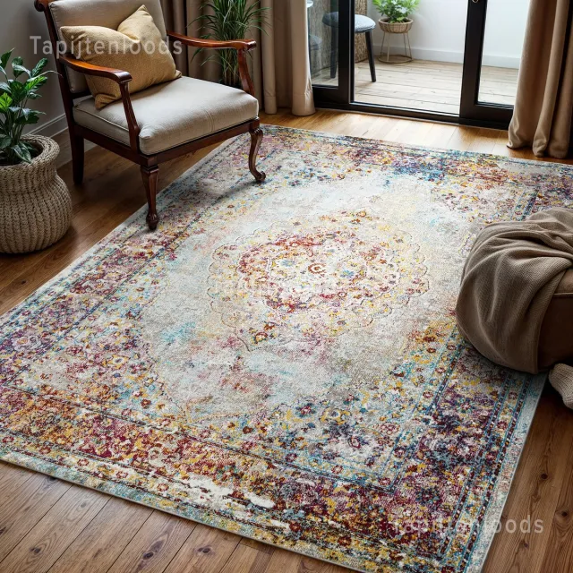 Muratap Picasso Keshan Vintage Vloerkleed Multi / Beige Laagpolig Multikleur