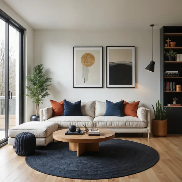 MrCarpet Rond jute vloerkleed Zwart/Antraciet 120cm Mrcarpet