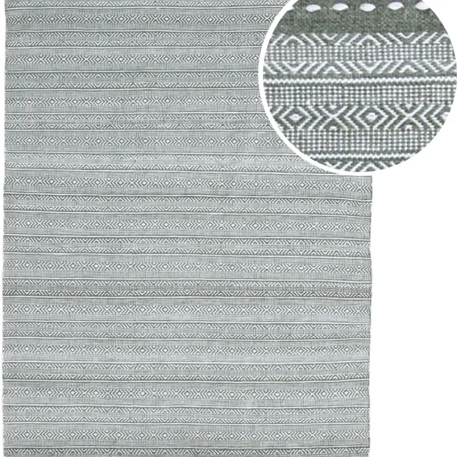 Axi Rhodos Buitenkleed – Rechthoekig – 140 x 200 cm – Groen – Geometrisch patroon - Buitenkleed – Buitentapijt – Weer- en UV-bestendig – Plat geweven – Tuintapijt – Voor binnen en buiten - Handgeweven