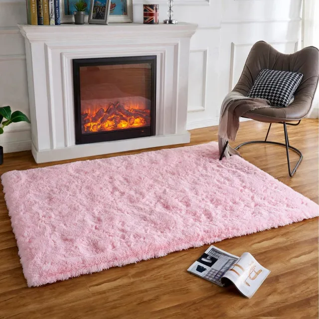 Ibenzoa Zacht en Pluizig Antislip Tapijt voor Huiselijke Comfort in Diverse Kleuren en Maten roze