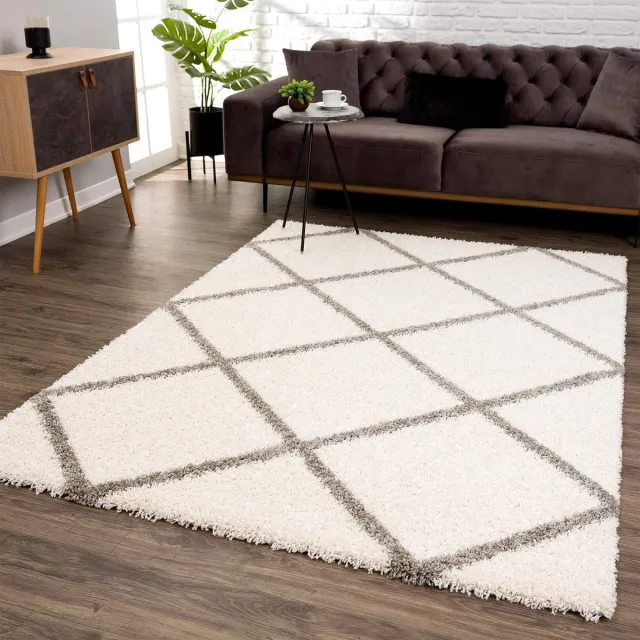 sanat Madrid Shaggy tapijt - hoogpolige tapijten voor woonkamer, slaapkamer, keuken - crème, grootte: 80x150 cm