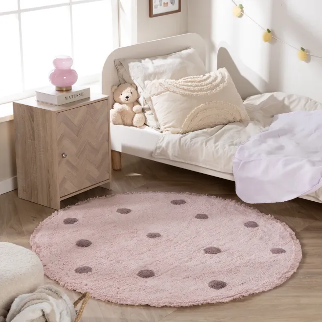 Little Olly Rond vloerkleed Kinderkamer - Lou Dots Paars - Ø 120cm