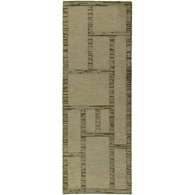 Flair Rugs Harris Modula wollen loper groen