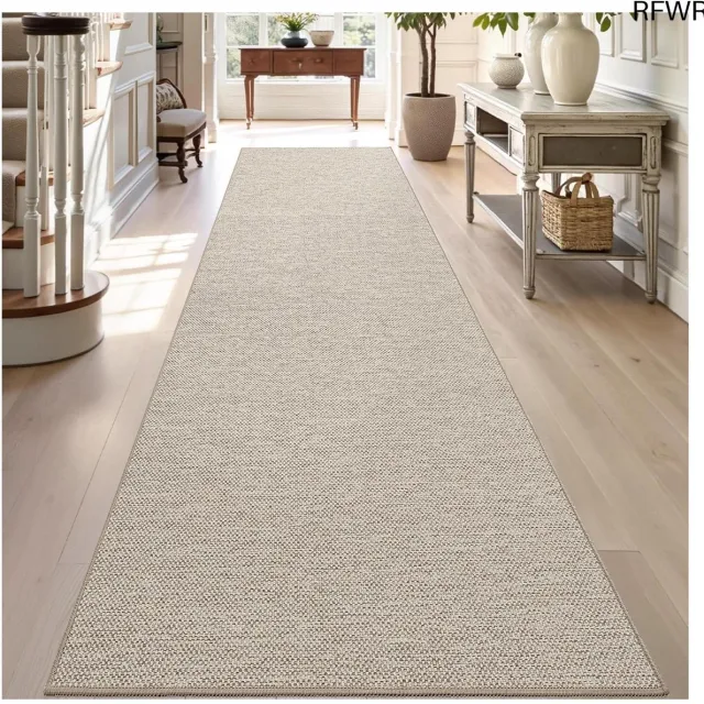 RFWR Antislip Vloerkleed 61 x 210 cm - Extra Lange Vuilvangmat voor Hal, Entree en Keuken - Wasbaar Tapijt met Rubberen Achterkant in Beige