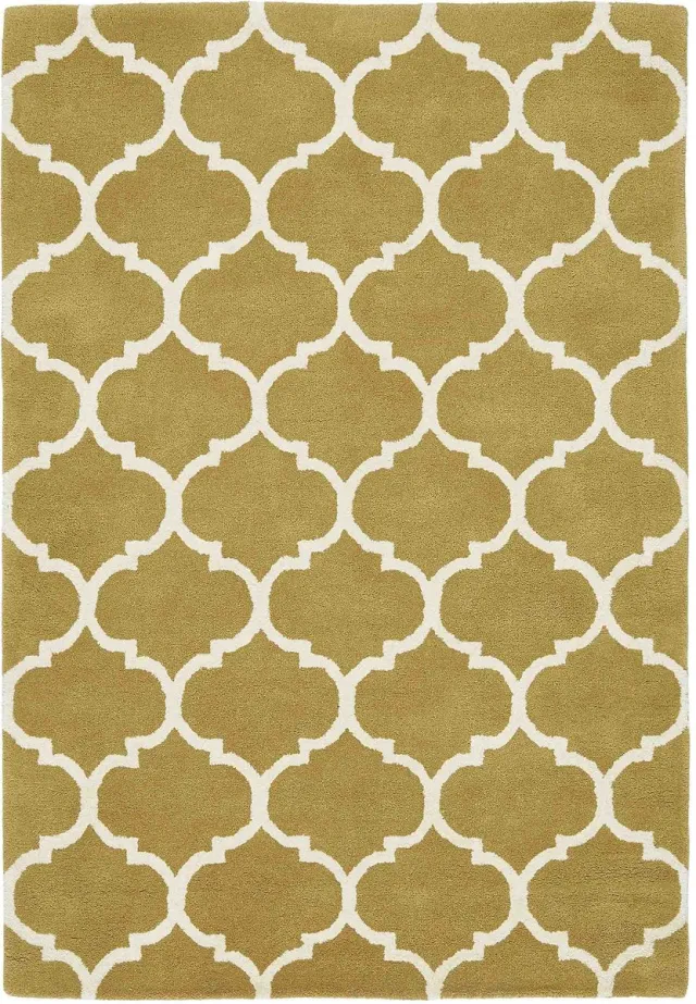 Eazy Living Easy Living - Albany-Ogee-Ochre Vloerkleed - 160x230 - Rechthoek - Laagpolig Tapijt - Klassiek - Geel, Wit