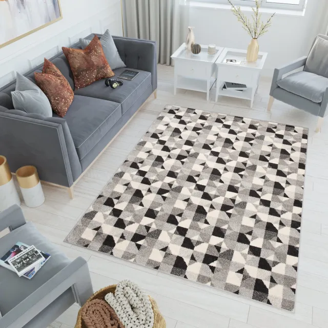 Tapiso Lazur Vloerkleed Woonkamer Slaapkamer Donkergrijs Design Sfeervol Modern Geometrisch Interieur Duurzaam Hoogwaardig Tapijt, foto 5