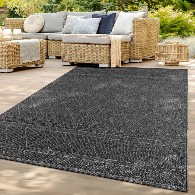 TT Home Binnen- en buitentapijt weerbestendig balkon keuken woonkamer tapijt 120 x 160 cm Rond 120 x 160 cm Rond zwart