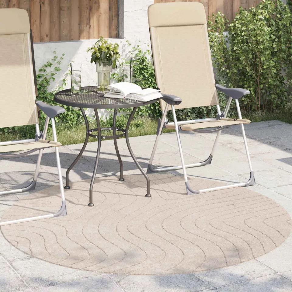 vidaXL Binnen- en buitentapijt PALMERAS Beige Ø 160 CM Polyester, foto 3
