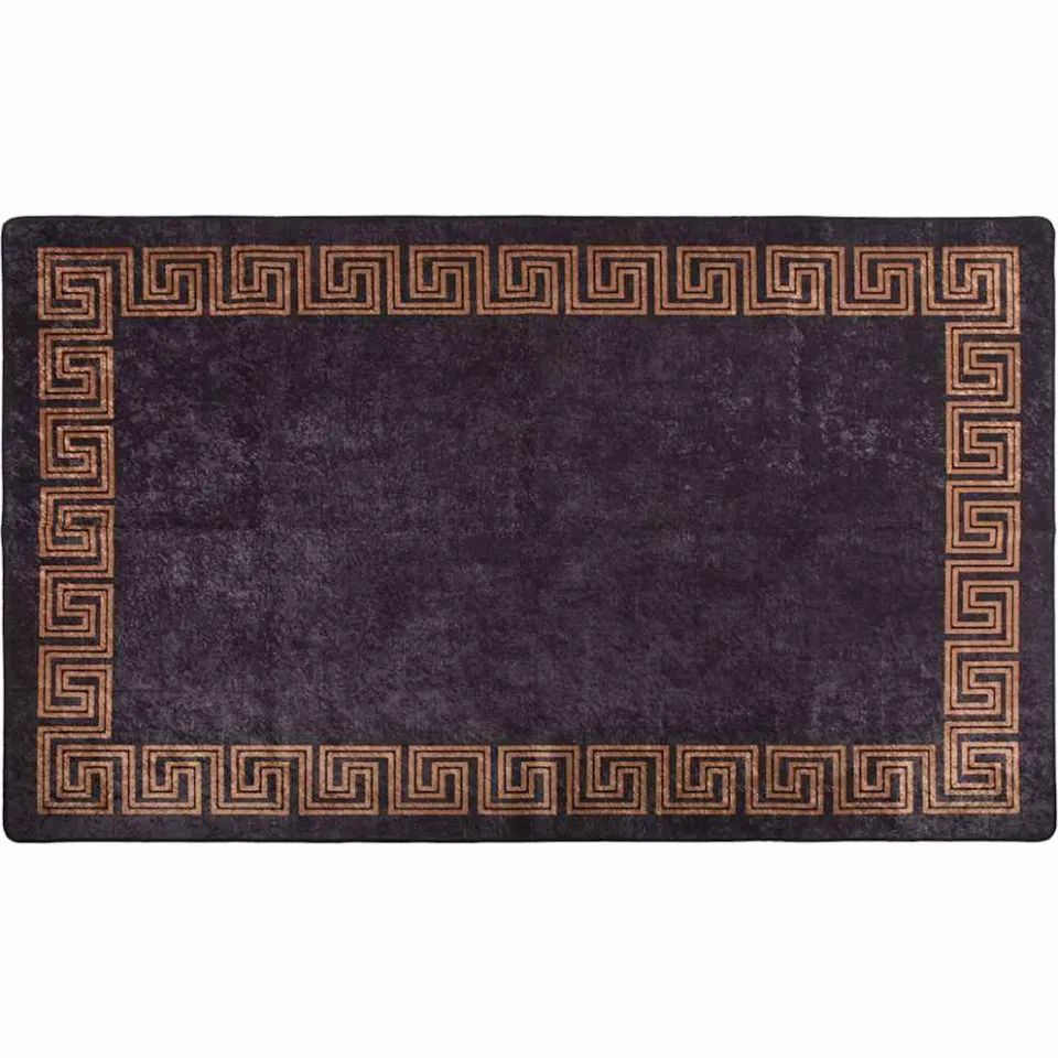 vidaXL Vloerkleed wasbaar 120x180 cm zwart en goudkleurig