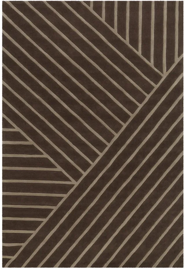 Padiro design laagpolig vloerkleed 120 x 180 cm - donkerbeige - modern geometrisch patroon - voor vloerverwarming - van modacryl, polyester en katoen