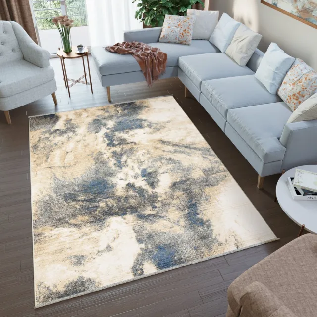 Tapiso Rivoli Vloerkleed Beige Woonkamer Tapijt Maat- 80x150 Beige Blauw