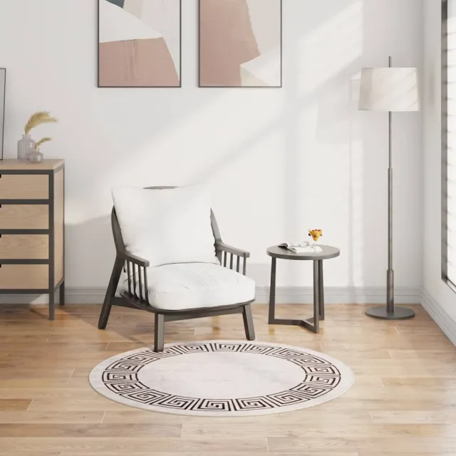 vidaXL Vloerkleed wasbaar ø120 cm lichtbeige beige, foto 2