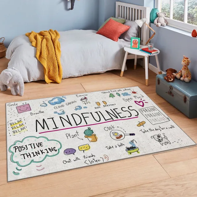 Zeo Wood Vloerkleed Kinderkamer - Speelkleed Baby - Speelmat - Speeltapijt - Tapijt voor Kinderkamer - 150*80 cm - Mindfulness