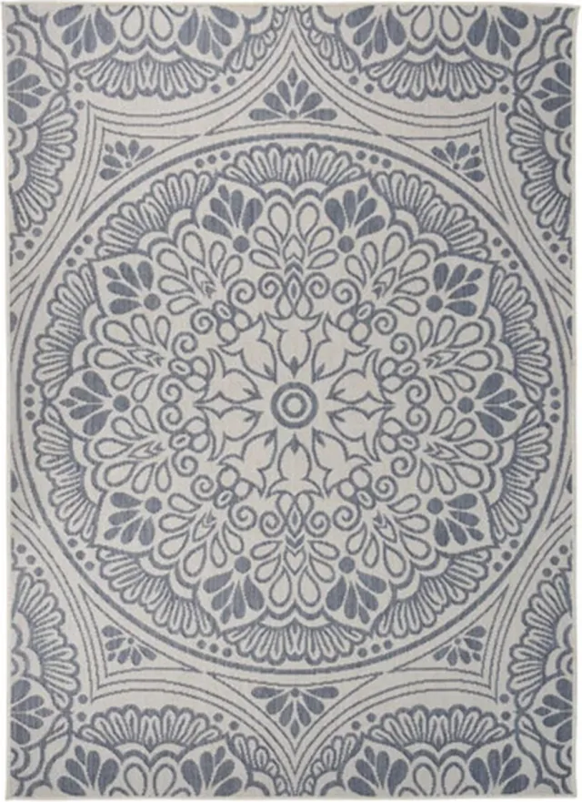 vidaXL Buitenkleed - met - patroon - platgeweven - cm - blauw