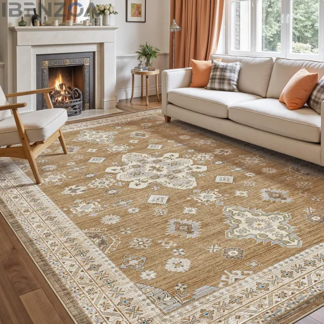 Ibenzoa Vloerkleed - Vintage - 152x244 cm - Lichtbruin - Laagpolig