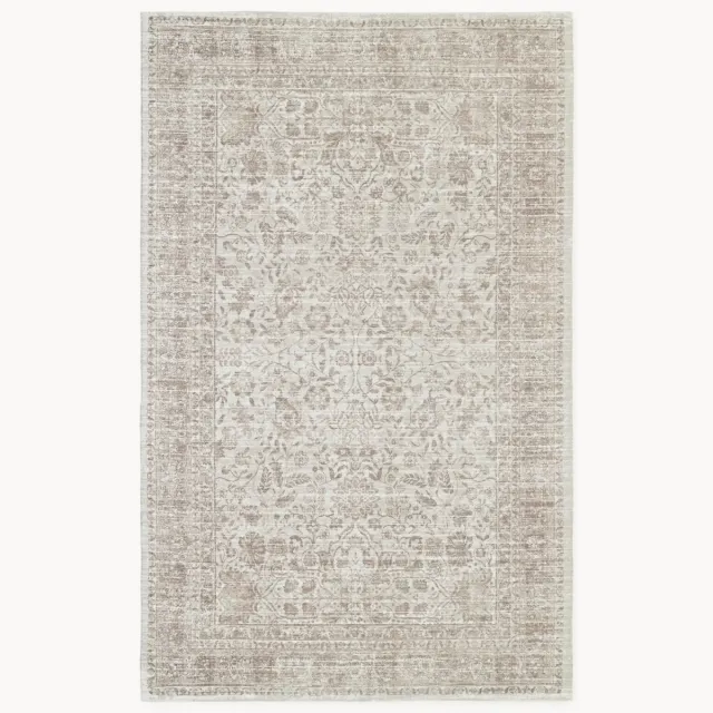 Westwing Collection Handgeweven in- & outdoor vloerkleed Tiara met vintage patroon Beige