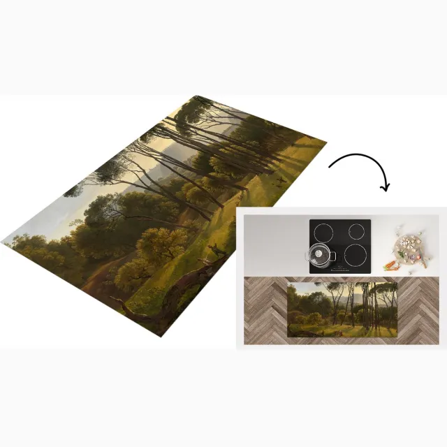 KitchenYeah Keukenloper - Loper keuken - Italiaans landschap met parasoldennen - Schilderij van Hendrik Voogd - 120x60 cm - Keukenloper vinyl Multicolor