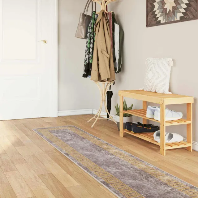 vidaXL Vloerkleedloper MARSA Grijs en Goud 50 x 400 cm, foto 2