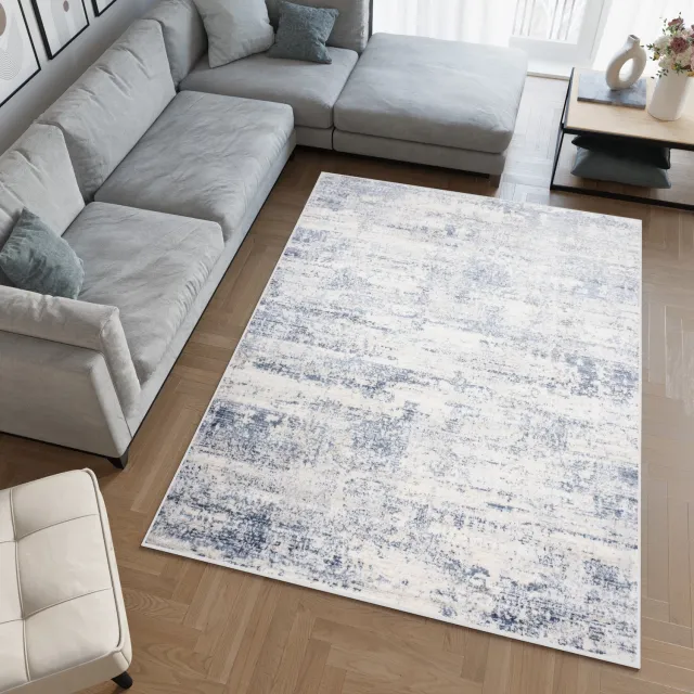Tapiso Sky Vloerkleed Beige Blauw Woonkamer Modern Tapijt Crème