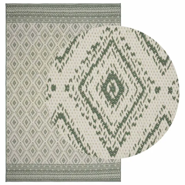 vidaXL Gebied - Tapijt - OLITE - Natuurlijk - en - Groen - 160 - x - 230 - cm - PET Natuurlijk en groen