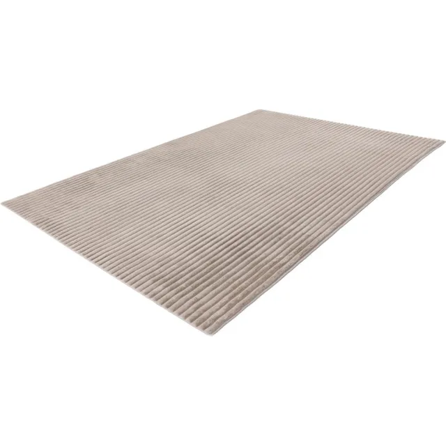 Lalee Plush - Japandi Vloerkleed - Superzacht - gestreept Karpet - Tapijt hoog laag polig effen Fluffy 80x150 cm taupe