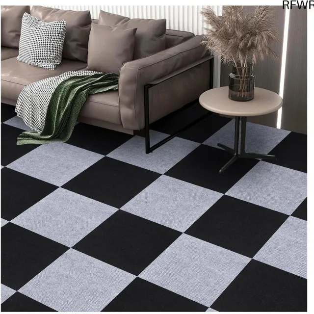 RFWR Zelfklevende tapijttegels - 30 stuks, 30 x 30 cm, antislip, voor binnen en buiten lichtgrijs
