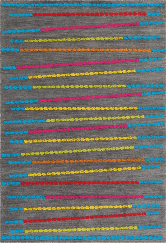 Padiro stijlvol laagpolig vloerkleed 170 x 240 cm - grijsbeige - modern streeppatroon - voor vloerverwarming - van modacryl, polyester en katoen