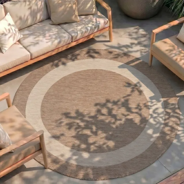 Fraai Rond buitenkleed - Sierra Border Beige/Creme, foto 2