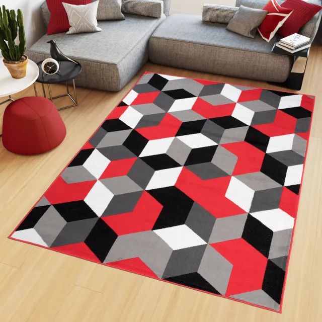 Tapiso Maya Vloerkleed Rood Slaapkamer Tapijten Antraciet Rood 3