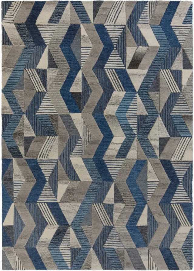 Flair Rugs Asher Bleu - Modern - Vloerkleed 160x230 CM - Wol - Woonkamer Tapijt - Blauw