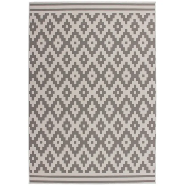 Padiro design laagpolig vloerkleed 80 x 150 cm - lichtbeige - modern geometrisch patroon - voor vloerverwarming - van polypropyleen en jute