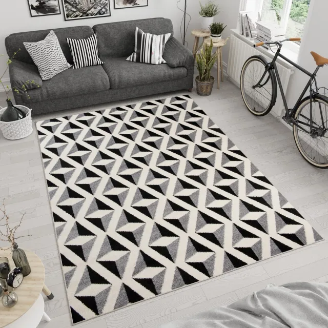 Tapiso Maroko Vloerkleed Tapijt Slaapkamer Carpet Grijs Zwart