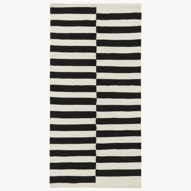 Westwing Collection Handgeweven Kelim vloerkleed Donna met strepen Zwart