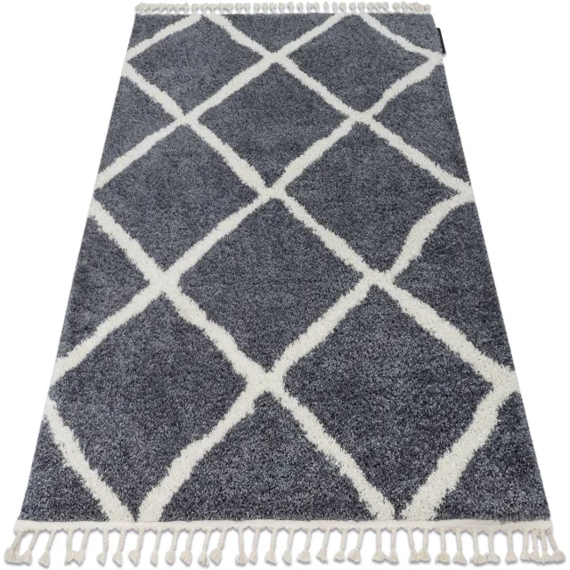 RUGSX Kleden Rugsx Tapijt BERBER CROSS B5950 grijskleuring / witrand 140x190 cm