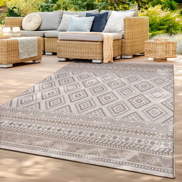 TT Home Binnen- en buitentapijt weerbestendig balkon keuken woonkamer tapijt 160 x 160 cm Rond 160 x 160 cm Rond beige