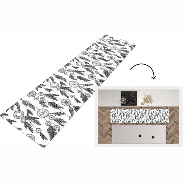 KitchenYeah Keukenloper - Loper keuken - Droomvanger - Veren - Indiaan - Patronen - 240x60 cm - Keukenloper vinyl Multicolor