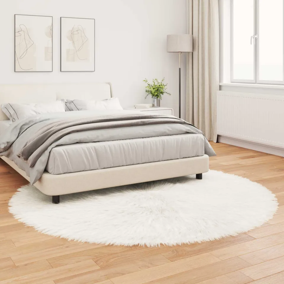 vidaXL Tapijt van imitatie TAFALLA Wit Ø 200 cm Polyester, foto 3