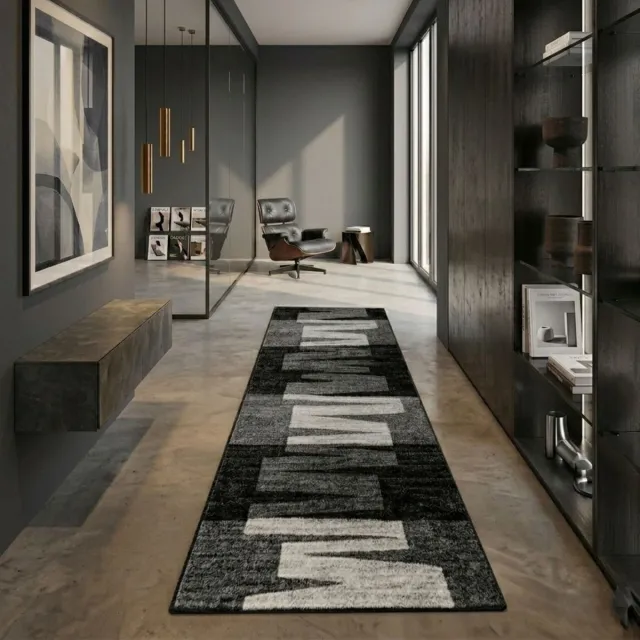 Floordirekt Tapijtloper Via Veneto - voor Keuken, Hal & Woonkamer - Op Maat - Tapijt per Meter - Keukenloper - Brug - Woonkamer Tapijt - Zwart - 67 x 400 cm