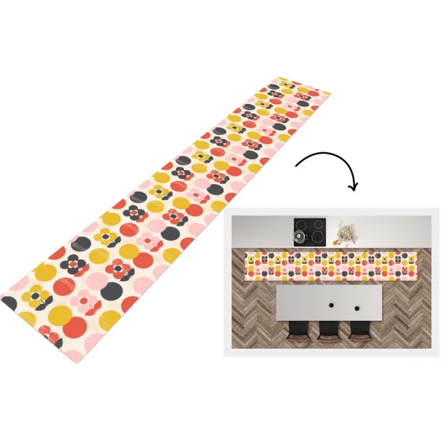 KitchenYeah Keukenloper 300x50 cm - Keukenmat vinyl Retro - Design - Bloemen - Pastel - Keukenmatten loper - Keuken vloerkleed tapijt