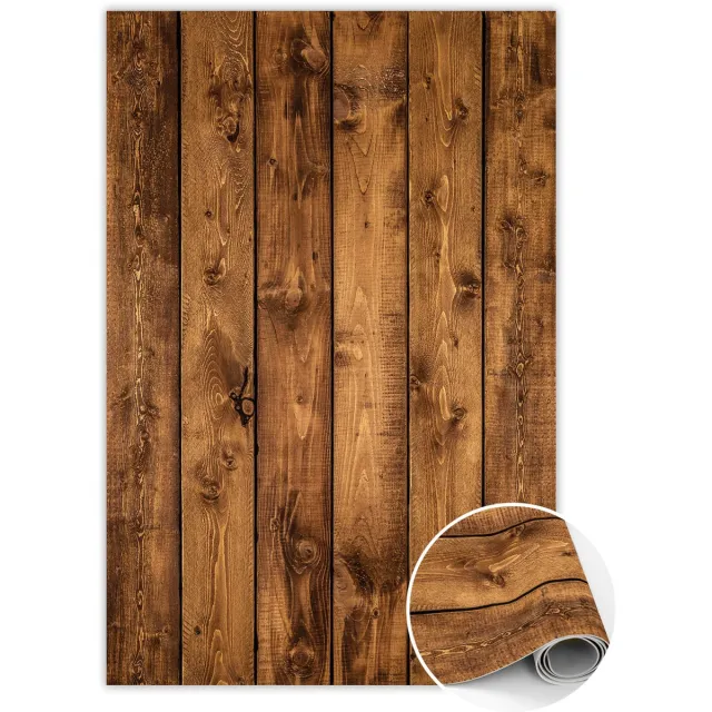 TULUP Vinyl Tapijt - Verticale planken PVC Tapijt - 100 x 150 cm - Bruin PVC Floor Mat - PVC Vloer Mat - Vloerkleed Vinyl - Keukentapijt - Haltapijt Bruin Verticale Planken