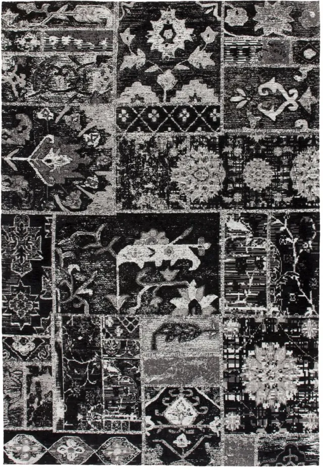 Padiro design laagpolig vloerkleed 80 x 150 cm - donkergrijs - modern abstract ontwerp - voor vloerverwarming - van katoen
