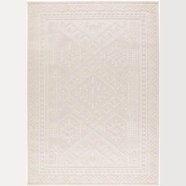 Padiro stijlvol laagpolig vloerkleed 120 x 170 cm - crème / offwhite - abstract boho-ontwerp - voor binnen en buiten - voor vloerverwarming - van polypropyleen beige
