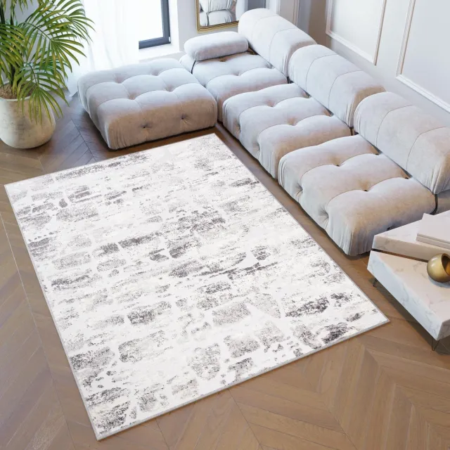 Tapiso Sky Vloerkleed Grijs Abstract Woonkamer Modern Tapijt Maat - 80x150 Lichtgrijs