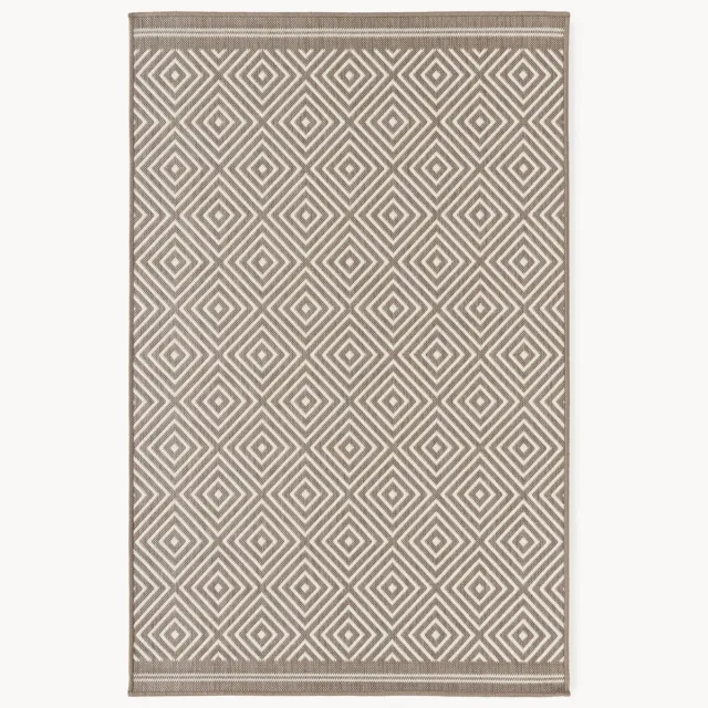 Westwing Collection Outdoor dubbelzijdig vloerkleed Reddy met ruitjesmotief Bruin