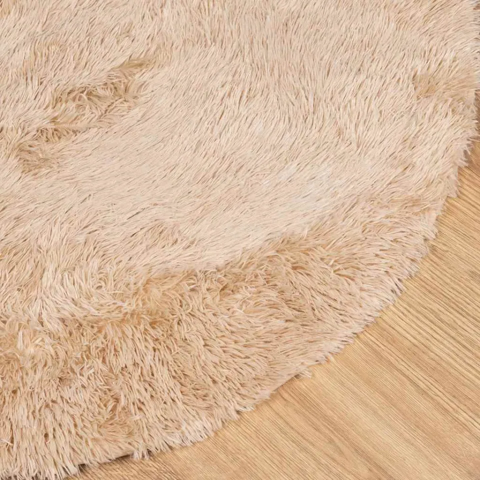 vidaXL Hoogpolig vloerkleed NAVARRA 100x100 cm polyester beige, foto 4