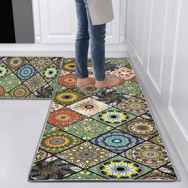 Ibenzoa Antislip en Wasbare Keuken- en Badkamertapijten Set met Stijlvol Design voor Diverse Ruimtes Meerkleurig